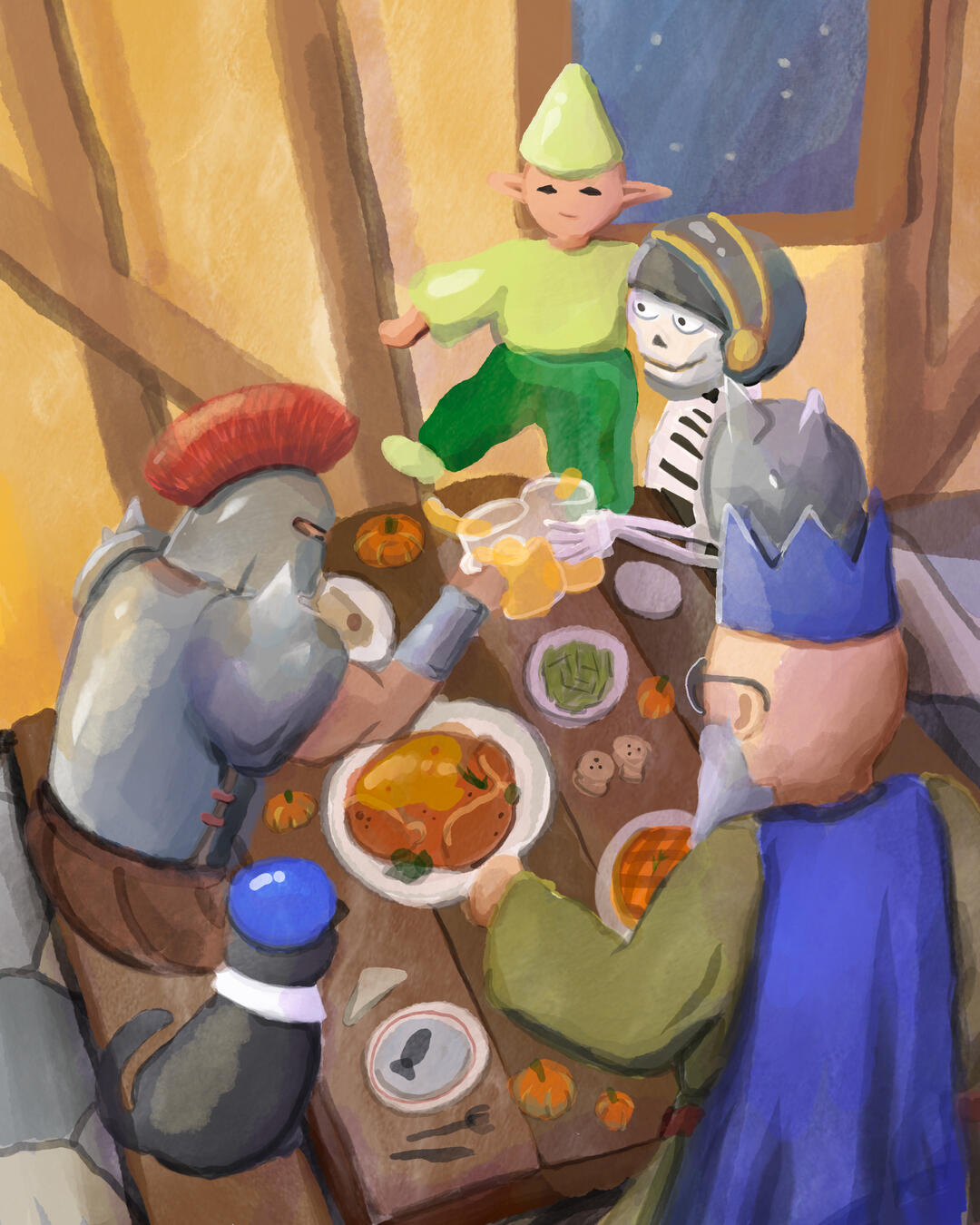 watercolour thanksgiving scene